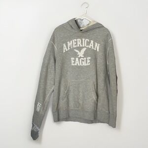 Vintage American Eagle Heavy Hoodie Y2K Mall Core Heavily Distressed Waffle Knit